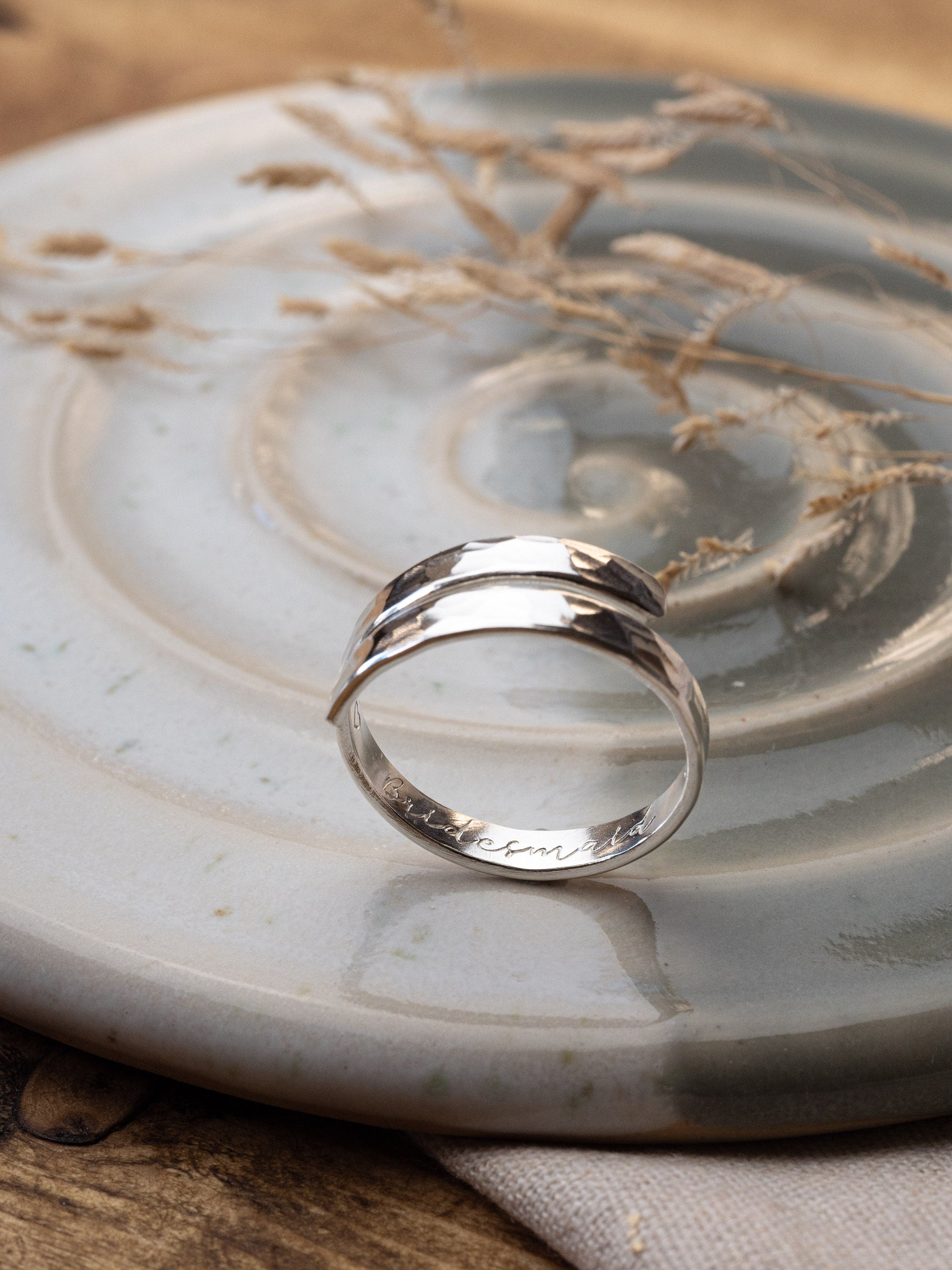 Bridesmaid Personalised Sterling Silver Adjustable Wrap Ring