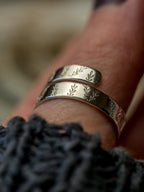 Leaf design Sterling Silver adjustable wrap ring