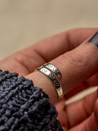 Heart Pattern Secret Message Sterling Silver Adjustable Wrap Ring