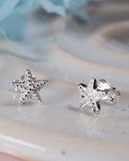 Sterling silver StarFish earrings studs present gift birthday for her real mothers day jewellery summer seaside beach friend fashion 925