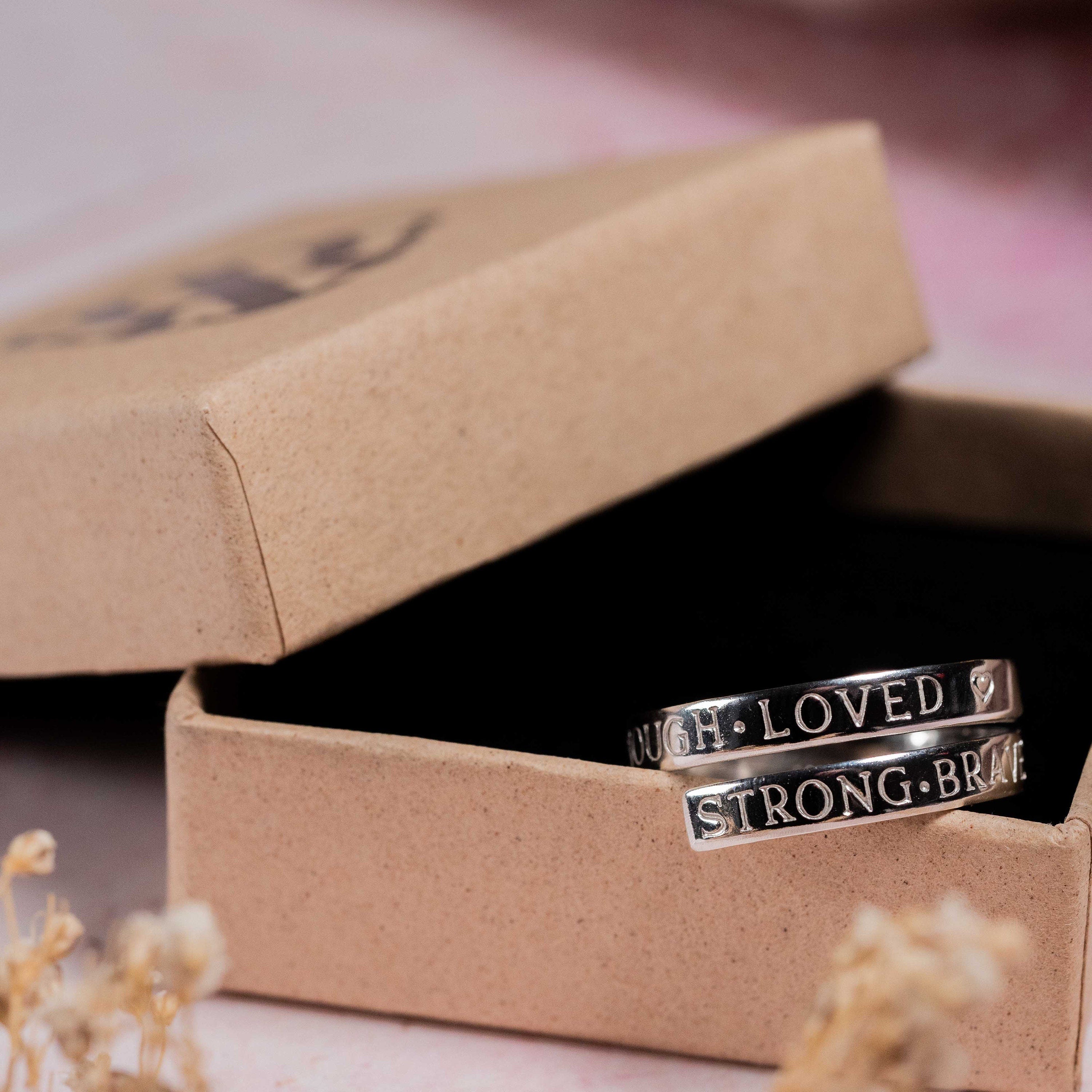 I am strong worthy capable enough loved Sterling Silver adjustable ring
