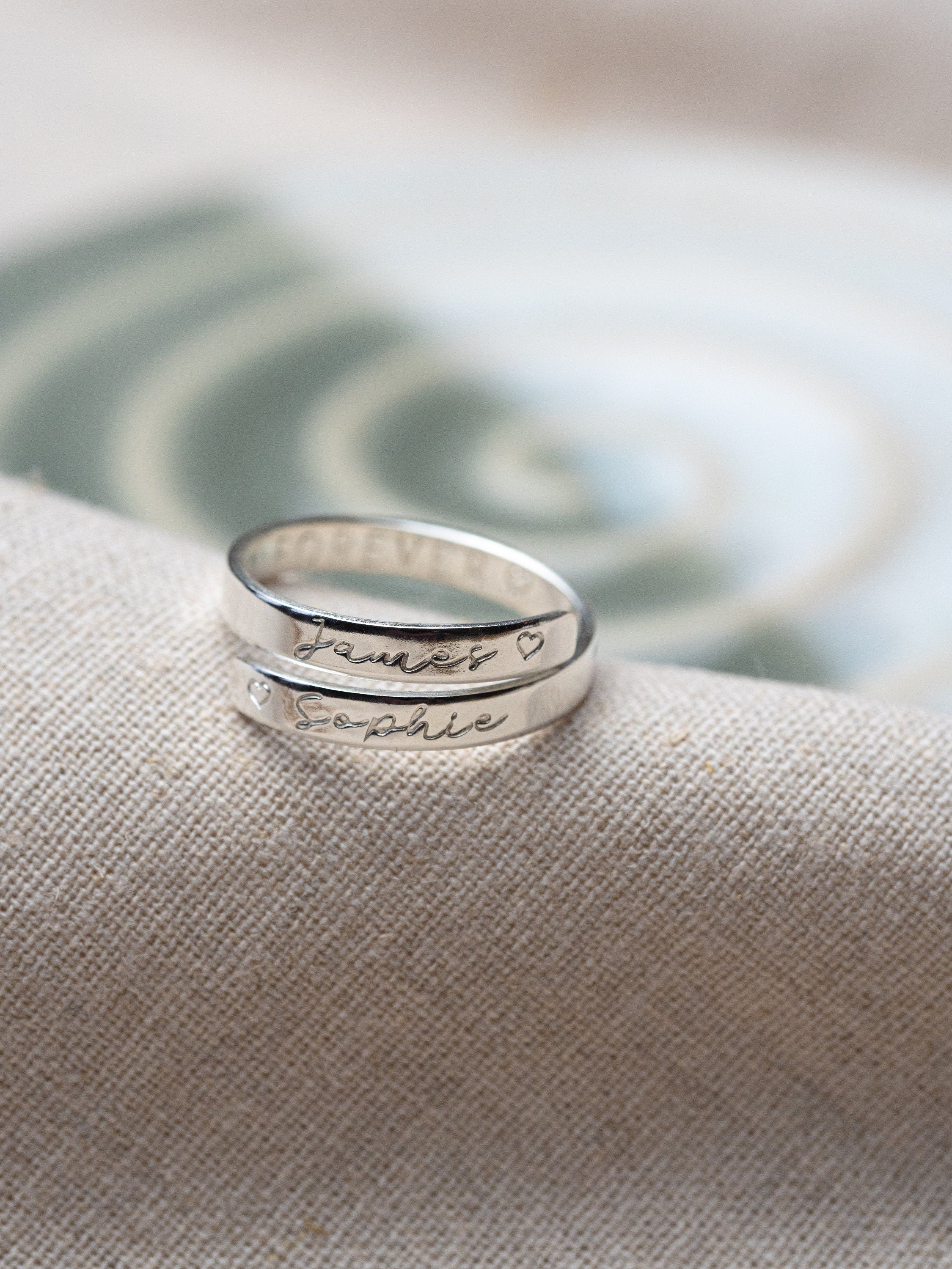 Forever Custom Name Sterling Silver Dainty Adjustable Wrap Ring