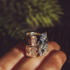 Sterling Silver chunky Wild Flowers adjustable wrap ring