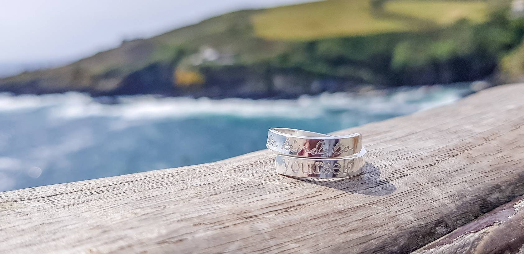 Be Kind to Yourself Sterling Silver Adjustable Wrap Ring