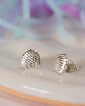 Sterling silver sea shell earrings studs present gift birthday for her real mothers day jewellery summer seaside beach friend fashion .925