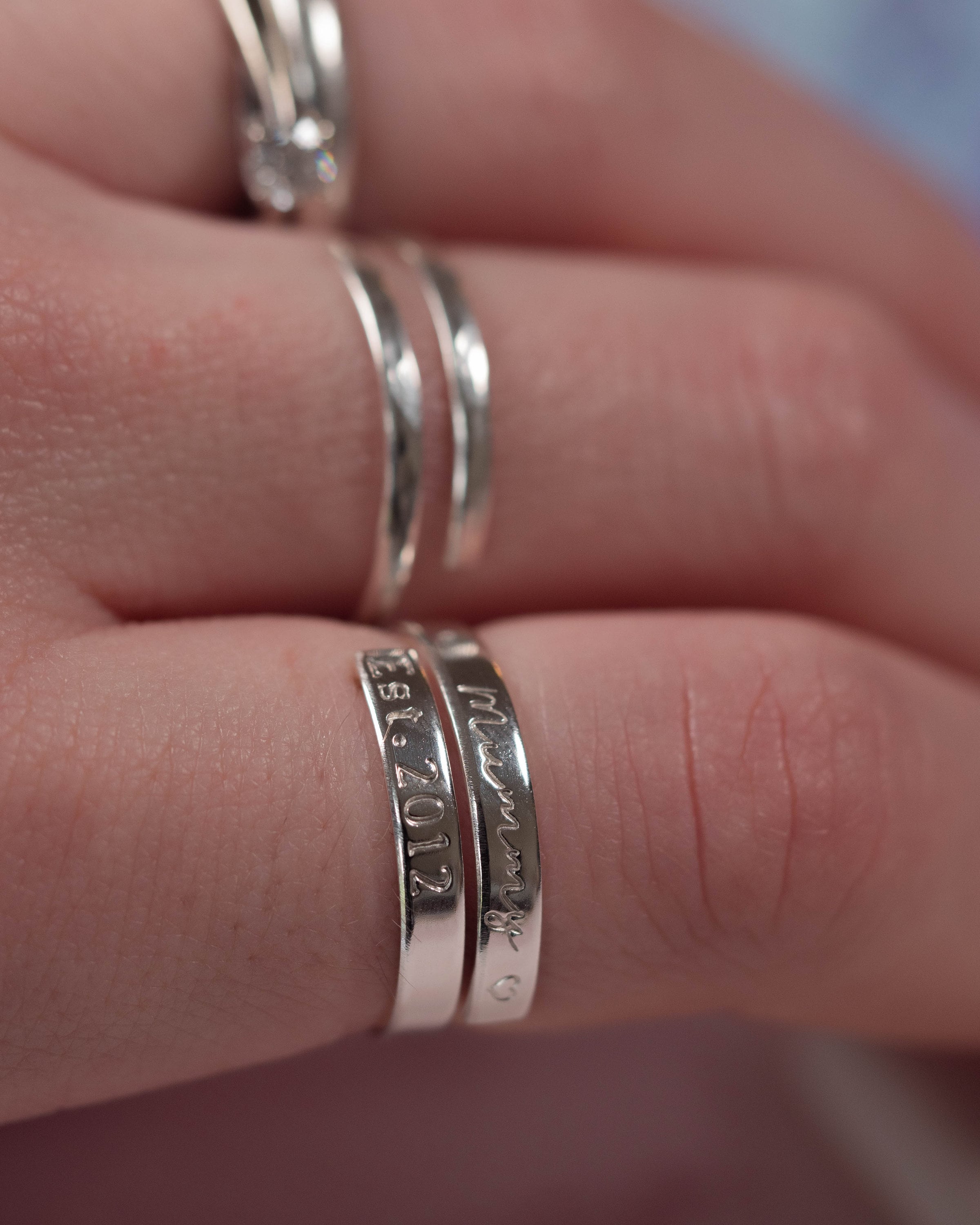 Mummy Est. Sterling Silver Dainty Adjustable Wrap Ring