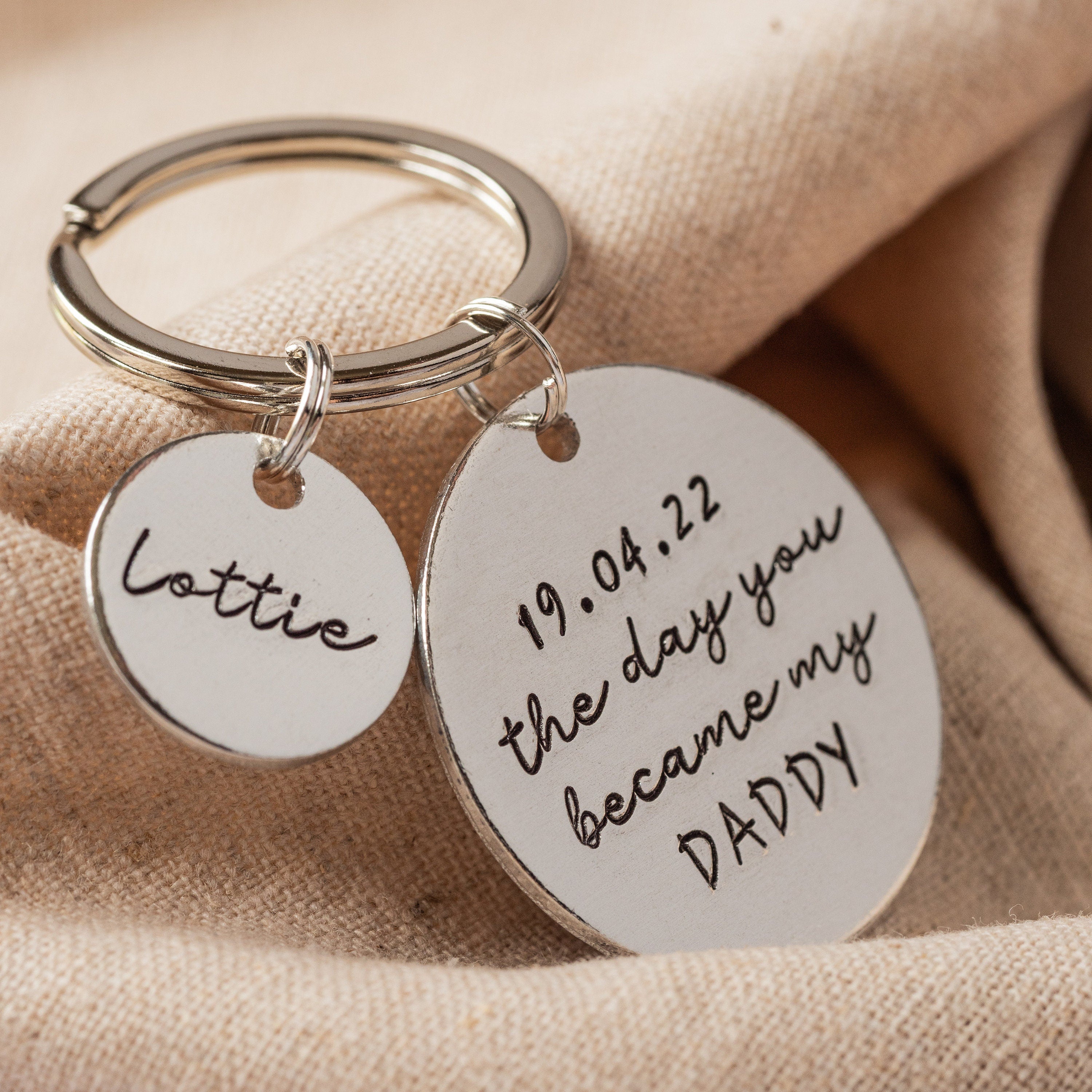 The day you became my Daddy personalised keyring