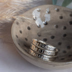 I am brave I am strong I am happy Sterling Silver triple adjustable wrap ring