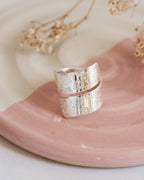 Monstera leaf Sterling Silver Chunky adjustable wrap ring
