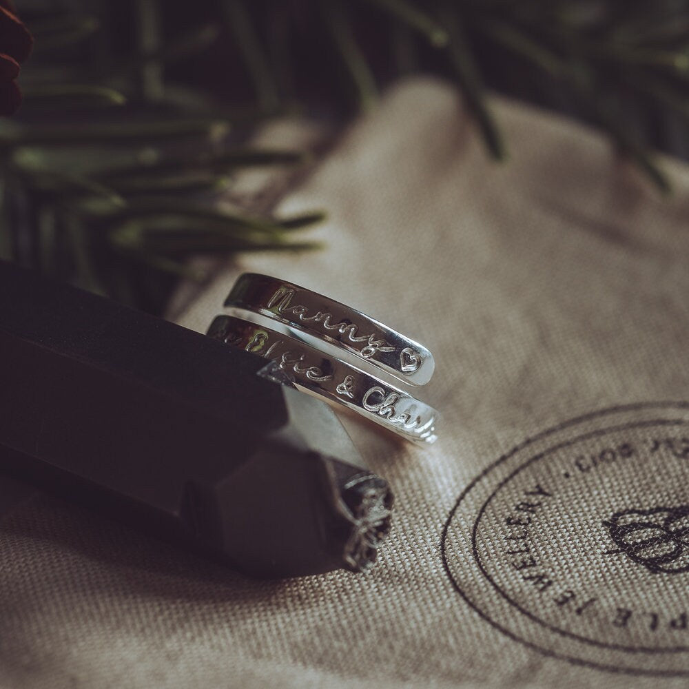 Nanny Sterling Silver dainty adjustable wrap ring