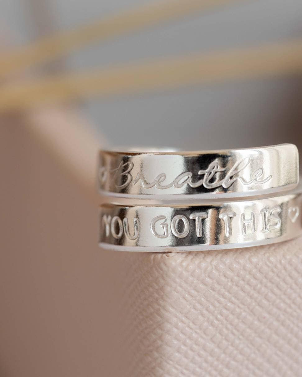 Breathe, You Got This Sterling Silver Adjustable Wrap Ring