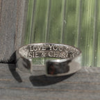 Mens secret message .925 Sterling Silver adjustable open ring