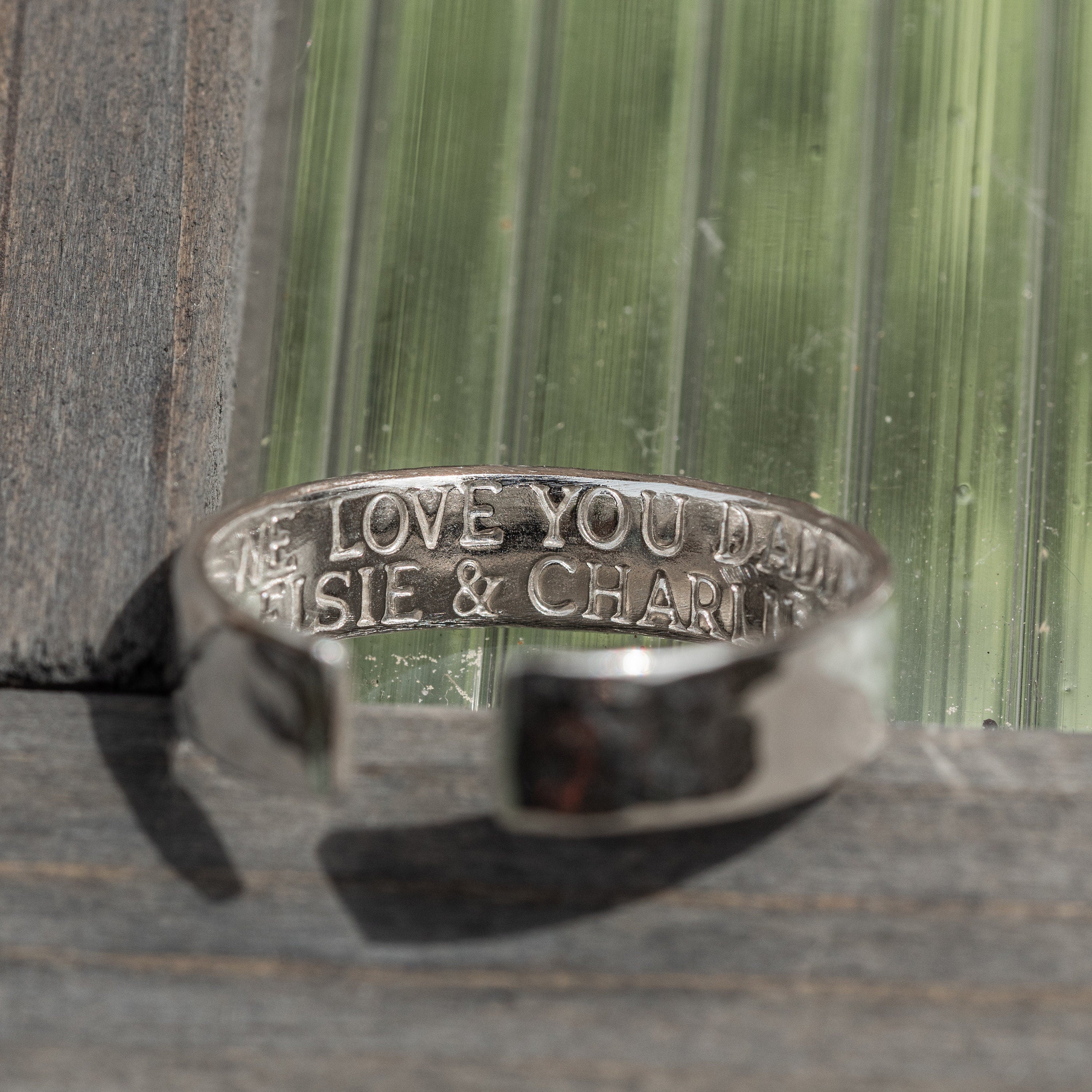 Mens secret message .925 Sterling Silver adjustable open ring