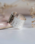 I am brave kind strong enough Sterling Silver adjustable open ring