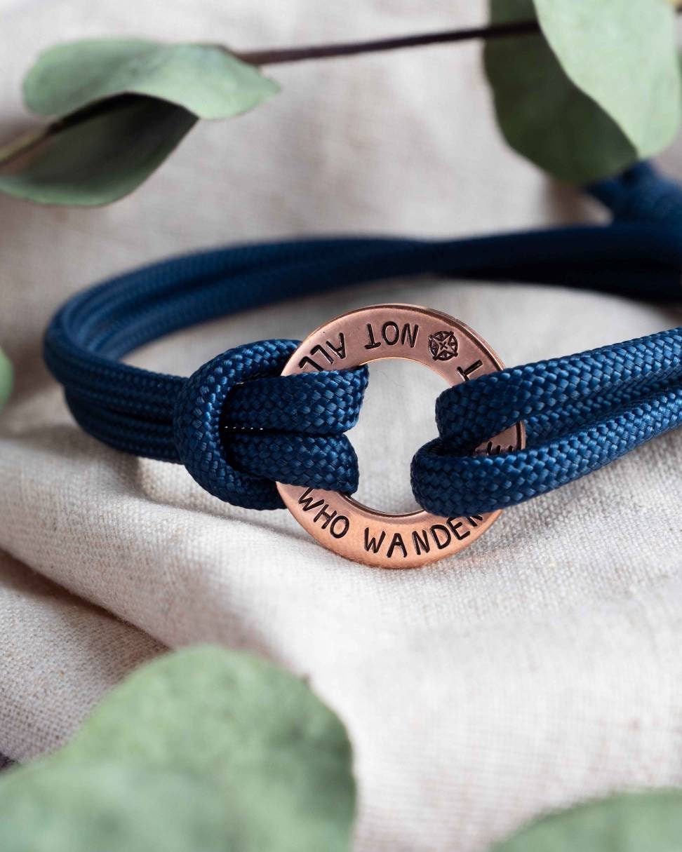 Not All Those Who Wander Are Lost Copper washer Paracord Bracelet