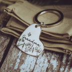 Personalised wild flower key ring Nanna Granny Grandma Nana Mum grandparent stamped heart Mother’s Day floral poppy birthday