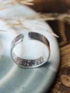 Men’s initials secret message Sterling Silver adjustable ring