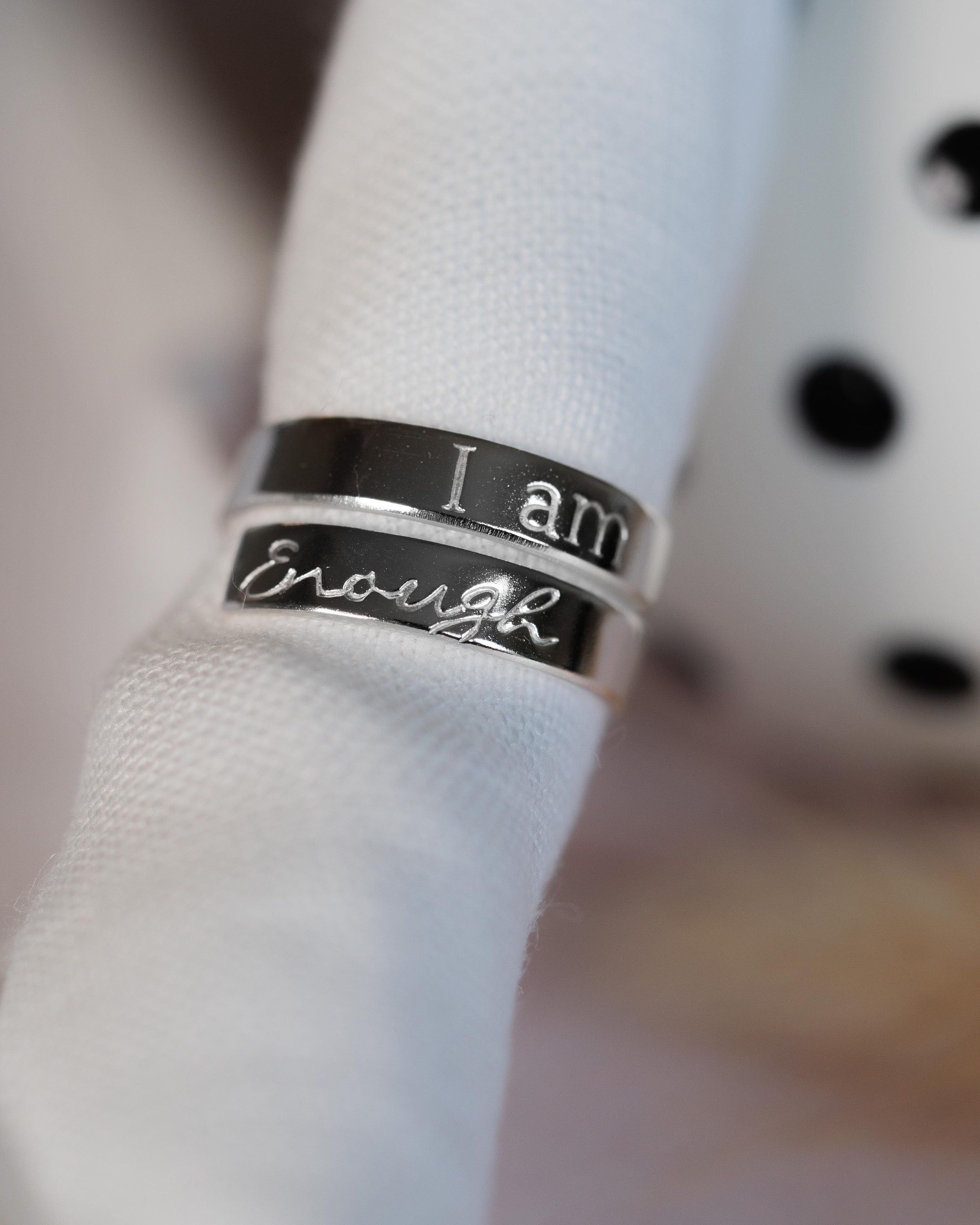 I am enough Sterling Silver adjustable wrap ring