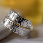Spring Floral Sterling Silver Adjustable Wrap Ring