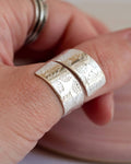 Monstera leaf Sterling Silver Chunky adjustable wrap ring