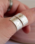 Monstera leaf Sterling Silver Chunky adjustable wrap ring