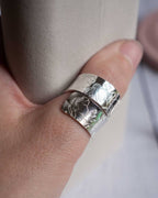 Chunky Floral Design Sterling Silver Adjustable Wrap Ring