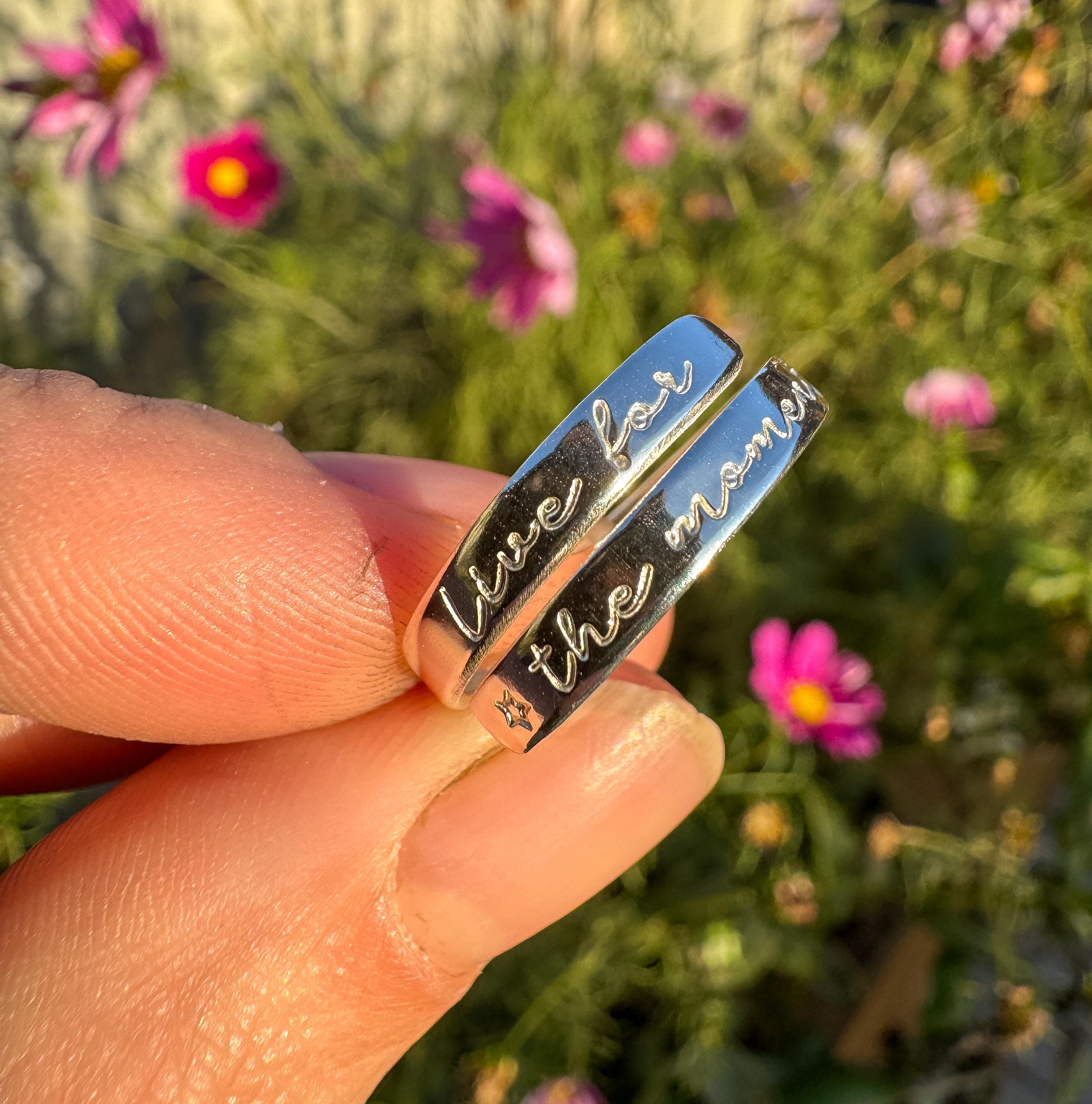 Live for the moment Sterling Silver adjustable ring