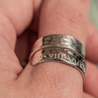 Mens Roman Numerals .925 Sterling Silver adjustable wrap ring
