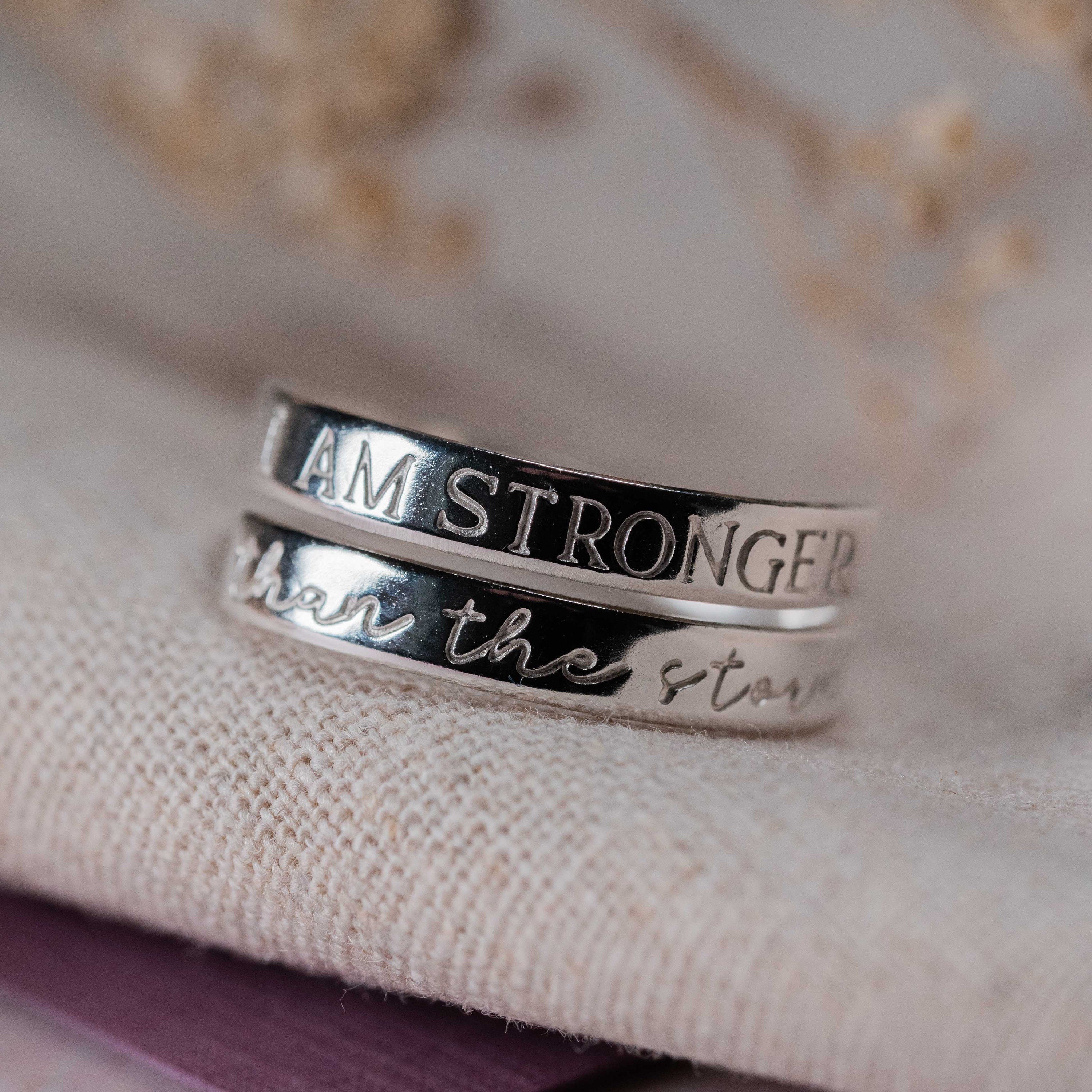 I am stronger than the storm Sterling Silver adjustable wrap ring
