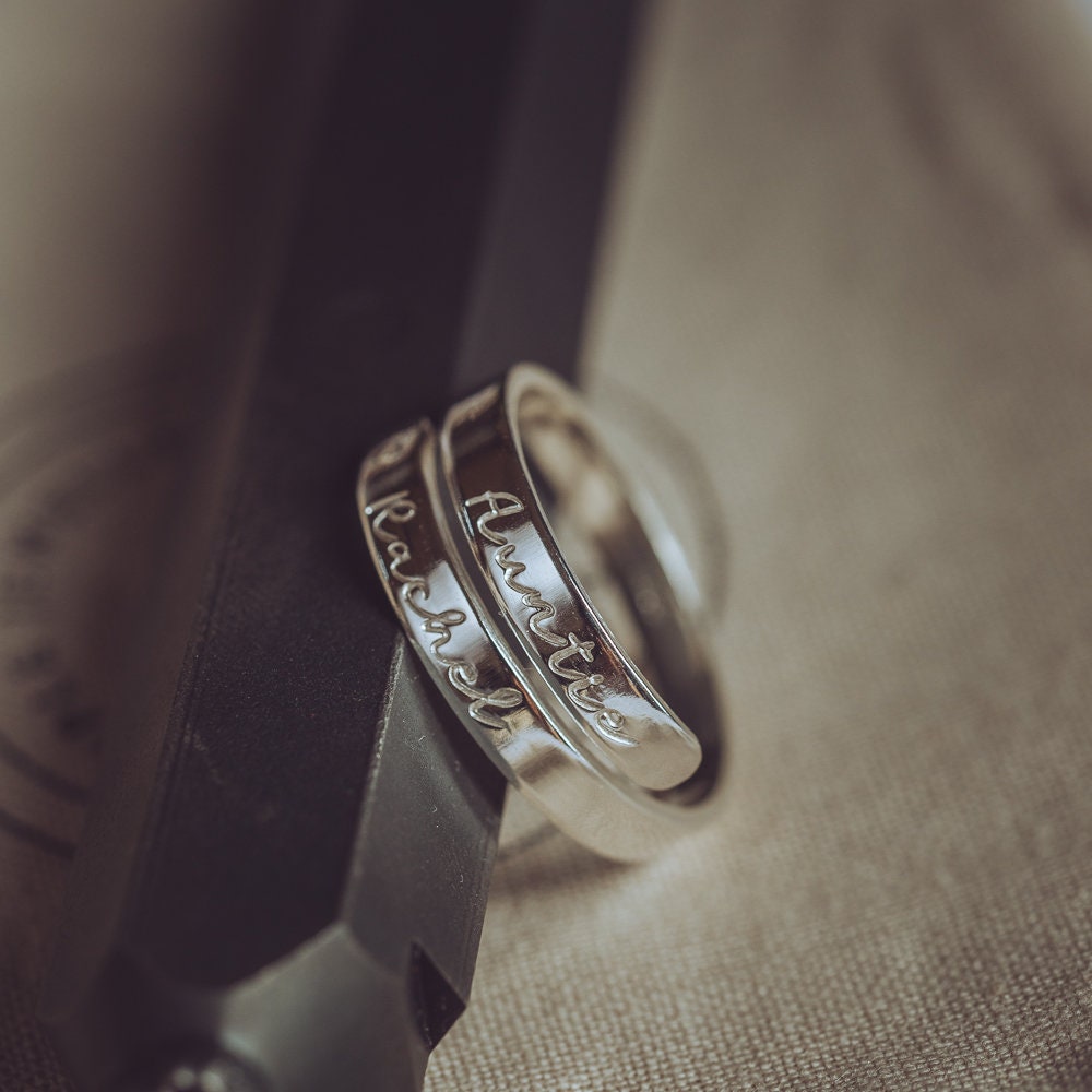 Auntie Personalised Sterling Silver Adjustable Wrap Ring