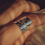 Sterling Silver chunky Wild Flowers adjustable wrap ring