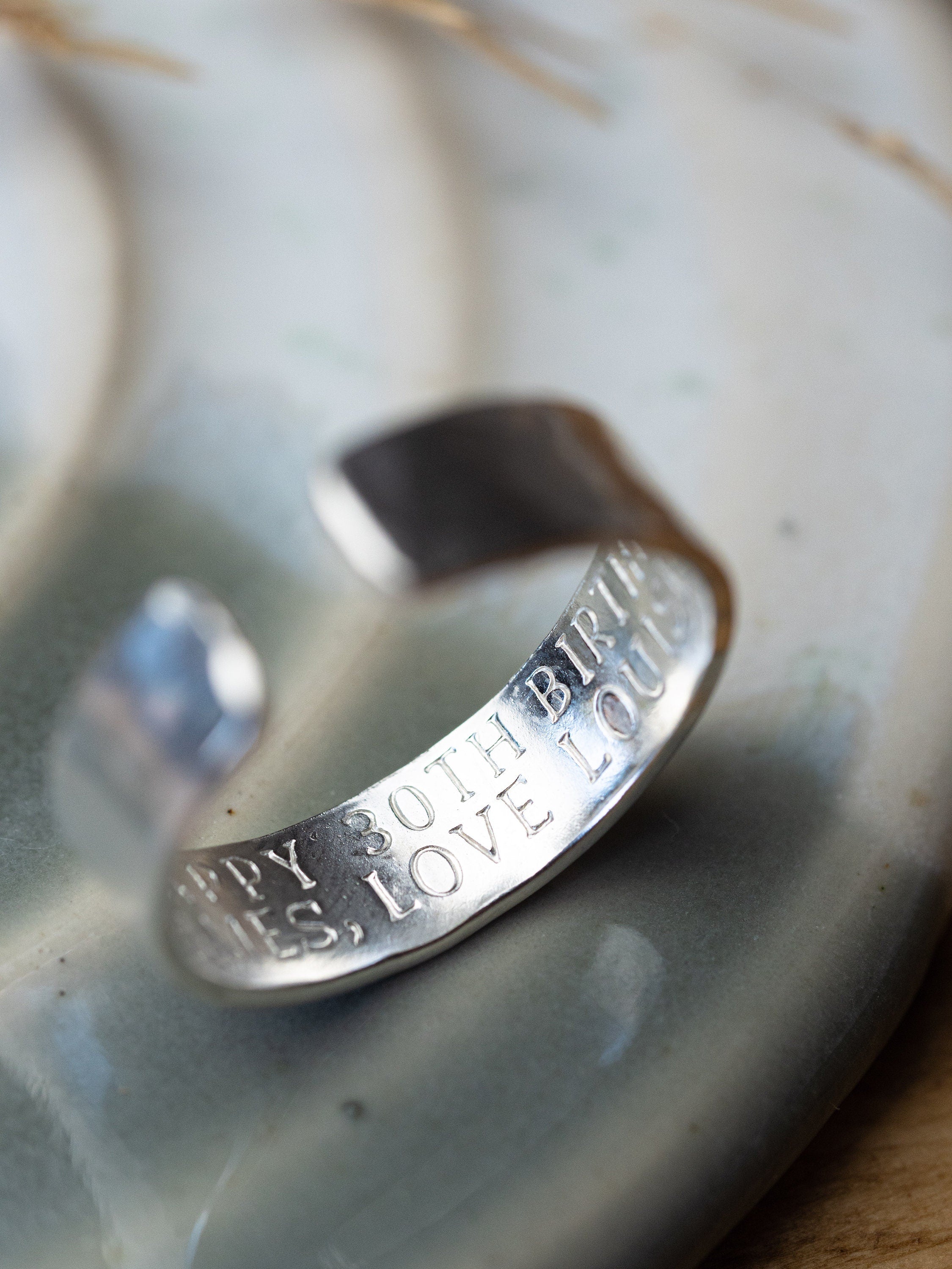 Men’s Happy birthday secret message Sterling Silver adjustable ring
