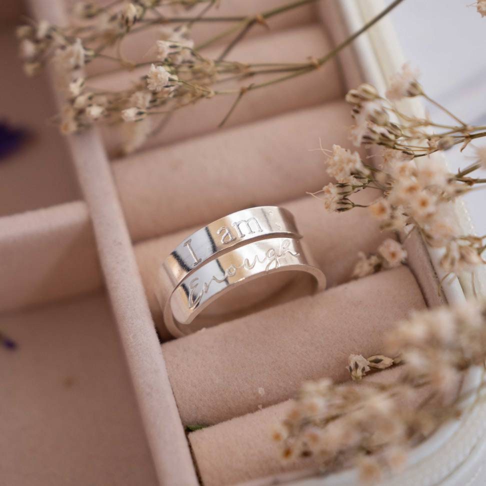 I am enough Sterling Silver adjustable wrap ring