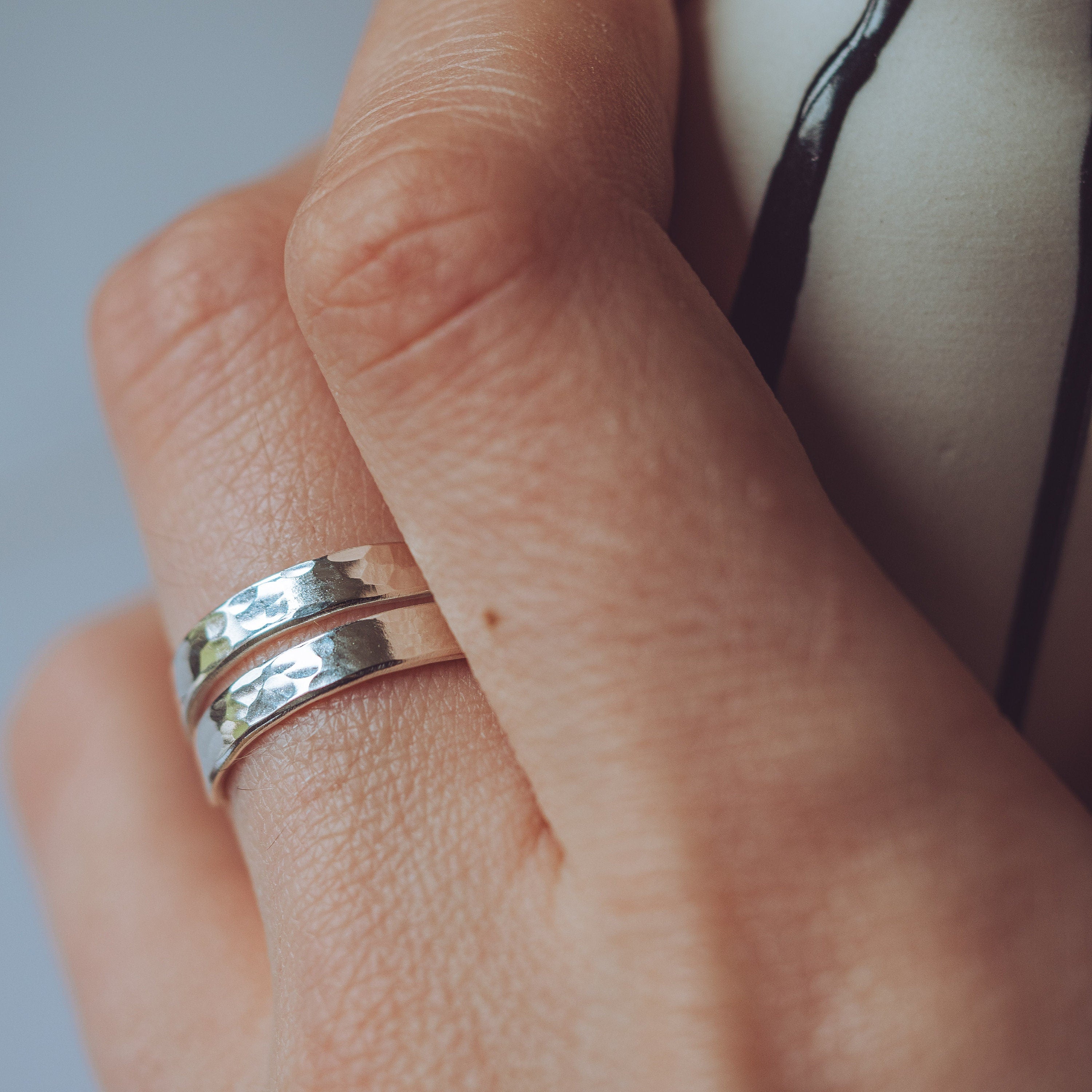 The Love Between Mother & Daughter Sterling Silver Adjustable Wrap Rings set