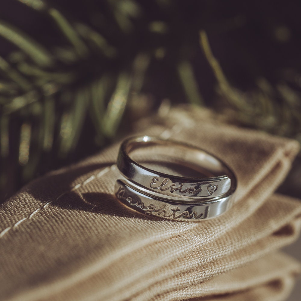 Children's Names Personalised Sterling Silver Adjustable Wrap Ring