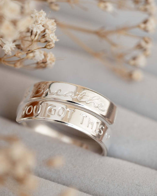 Breathe, You Got This Sterling Silver Adjustable Wrap Ring
