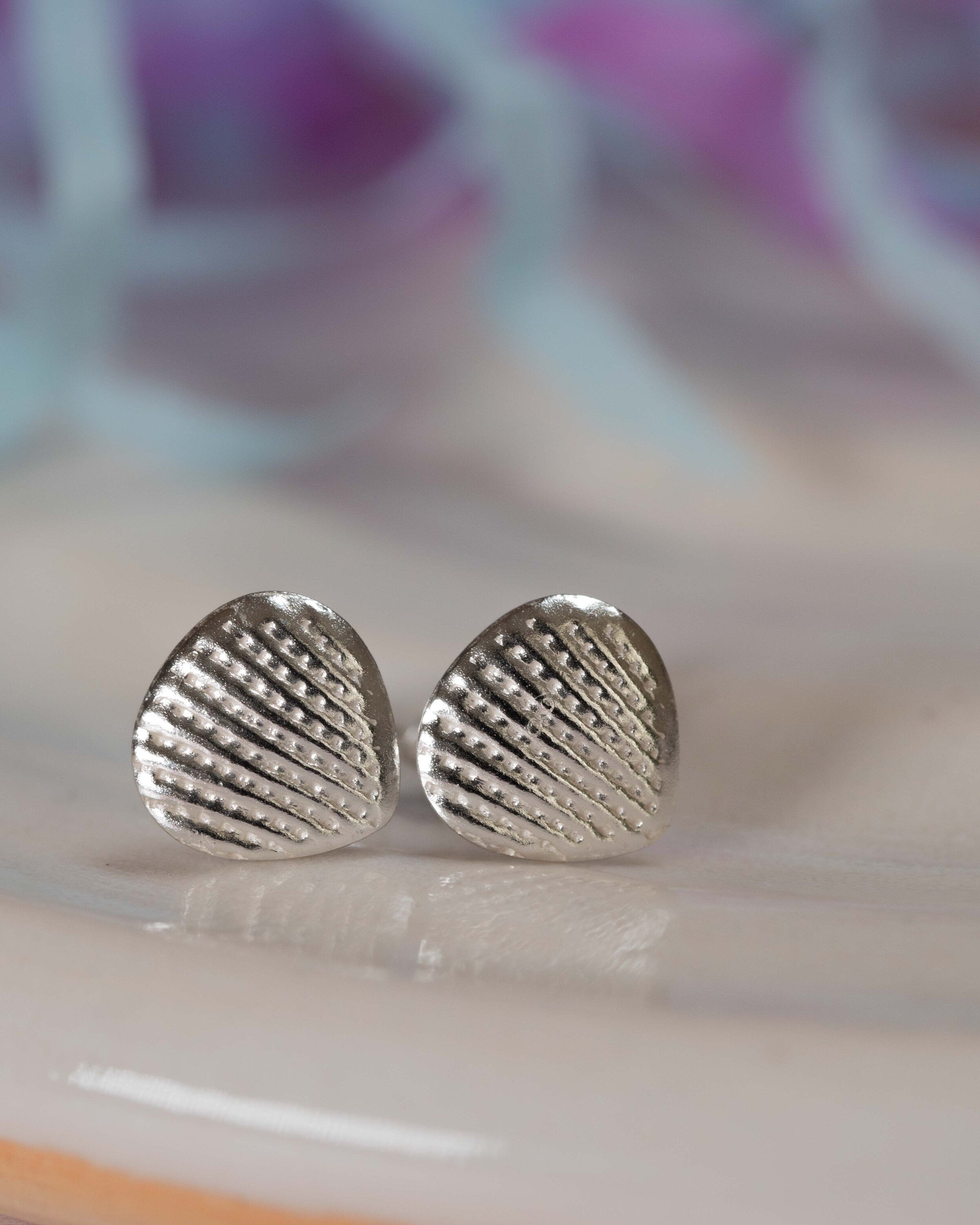 Sterling silver sea shell earrings studs present gift birthday for her real mothers day jewellery summer seaside beach friend fashion .925