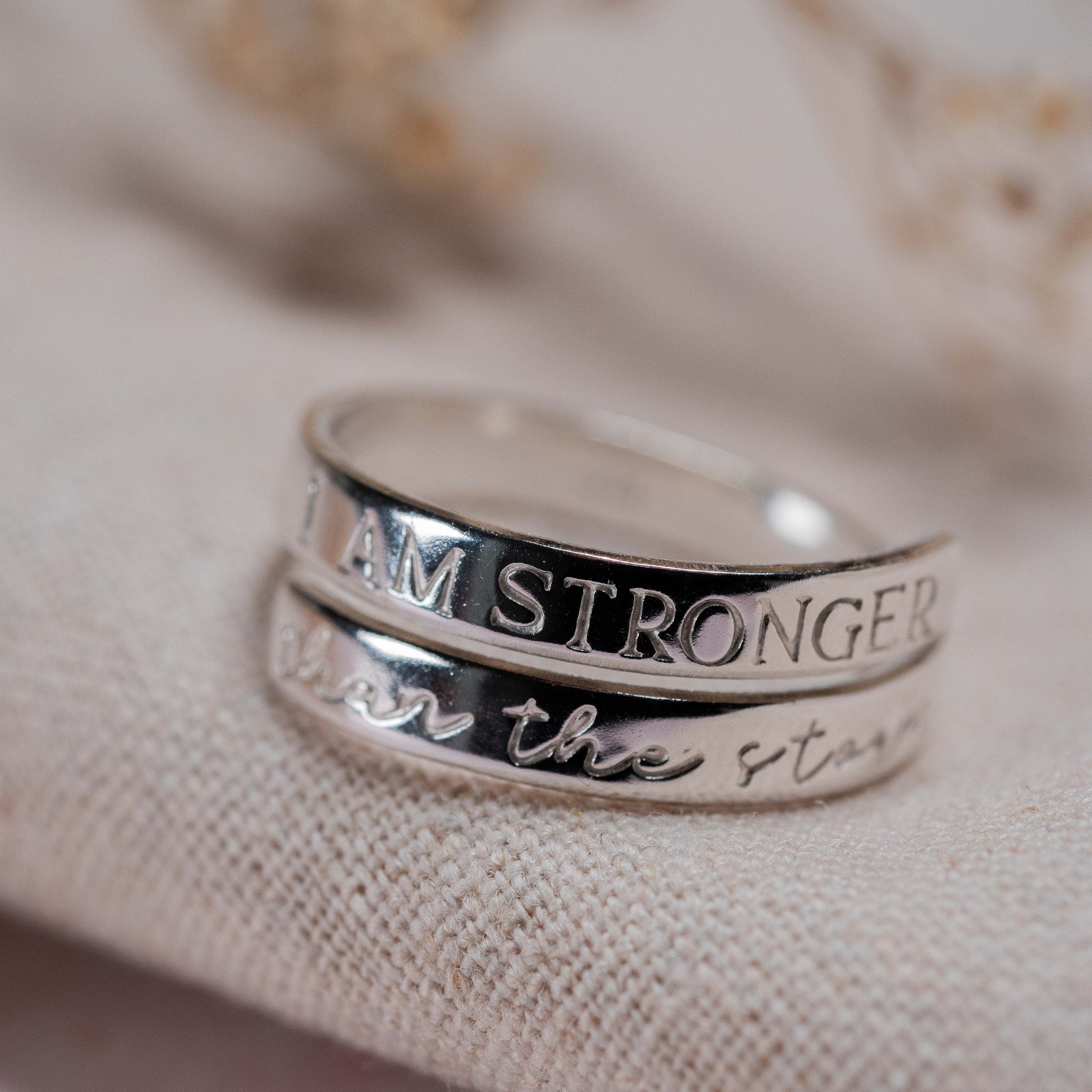I am stronger than the storm Sterling Silver adjustable wrap ring