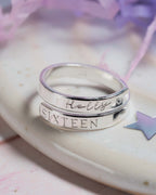 Sixteenth Birthday Custom Sterling Silver Adjustable Wrap Ring