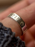 Pet Name Personalised Sterling Silver single band adjustable Ring