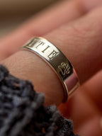 Pet Name Personalised Sterling Silver single band adjustable Ring
