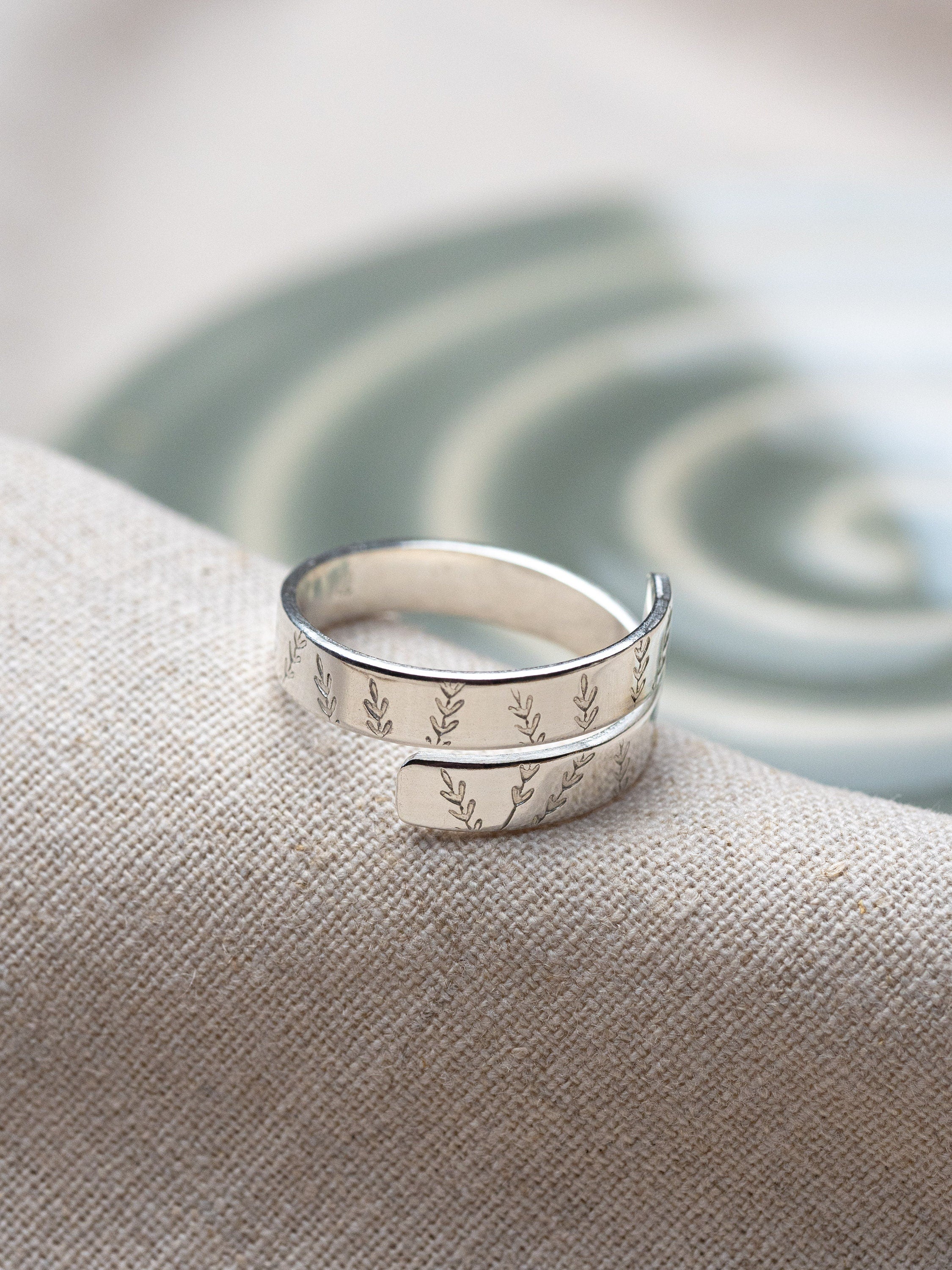 Leaf design Sterling Silver adjustable wrap ring