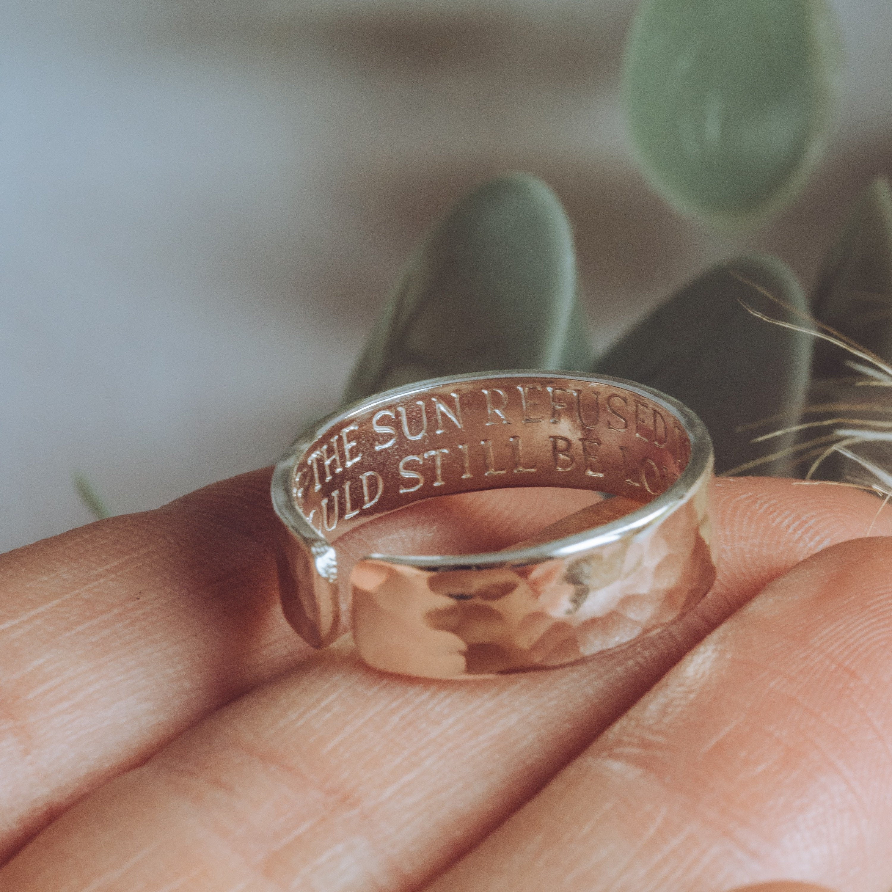 If the sun refused to shine I would still be loving you led zeppelin Mens adjustable ring