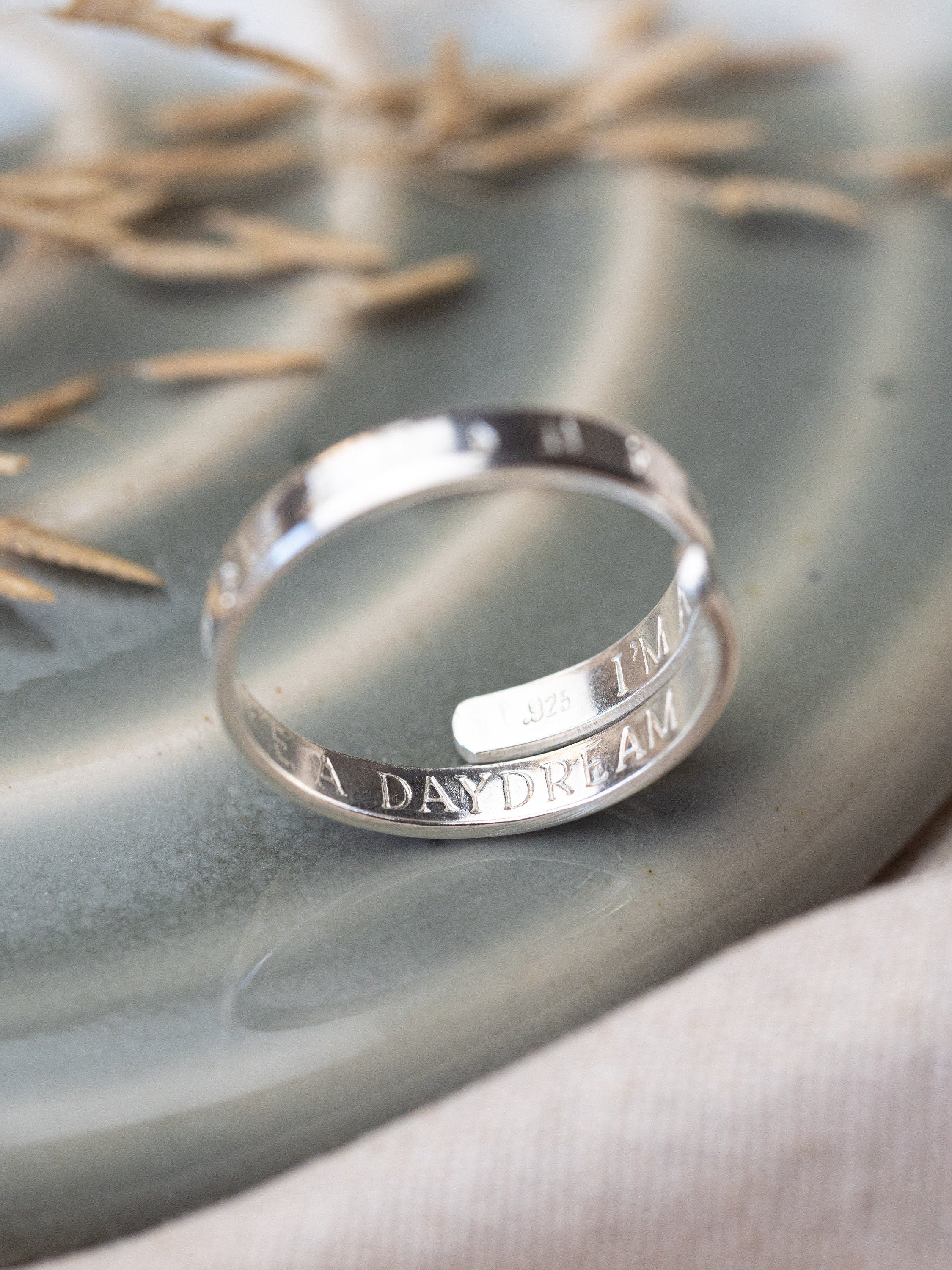 Music note Sterling song lyrics adjustable wrap ring