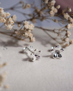 Sterling Silver flower earrings studs 925 gift Christmas present for her 3d real puff nanny grandma mum sister auntie pretty floral