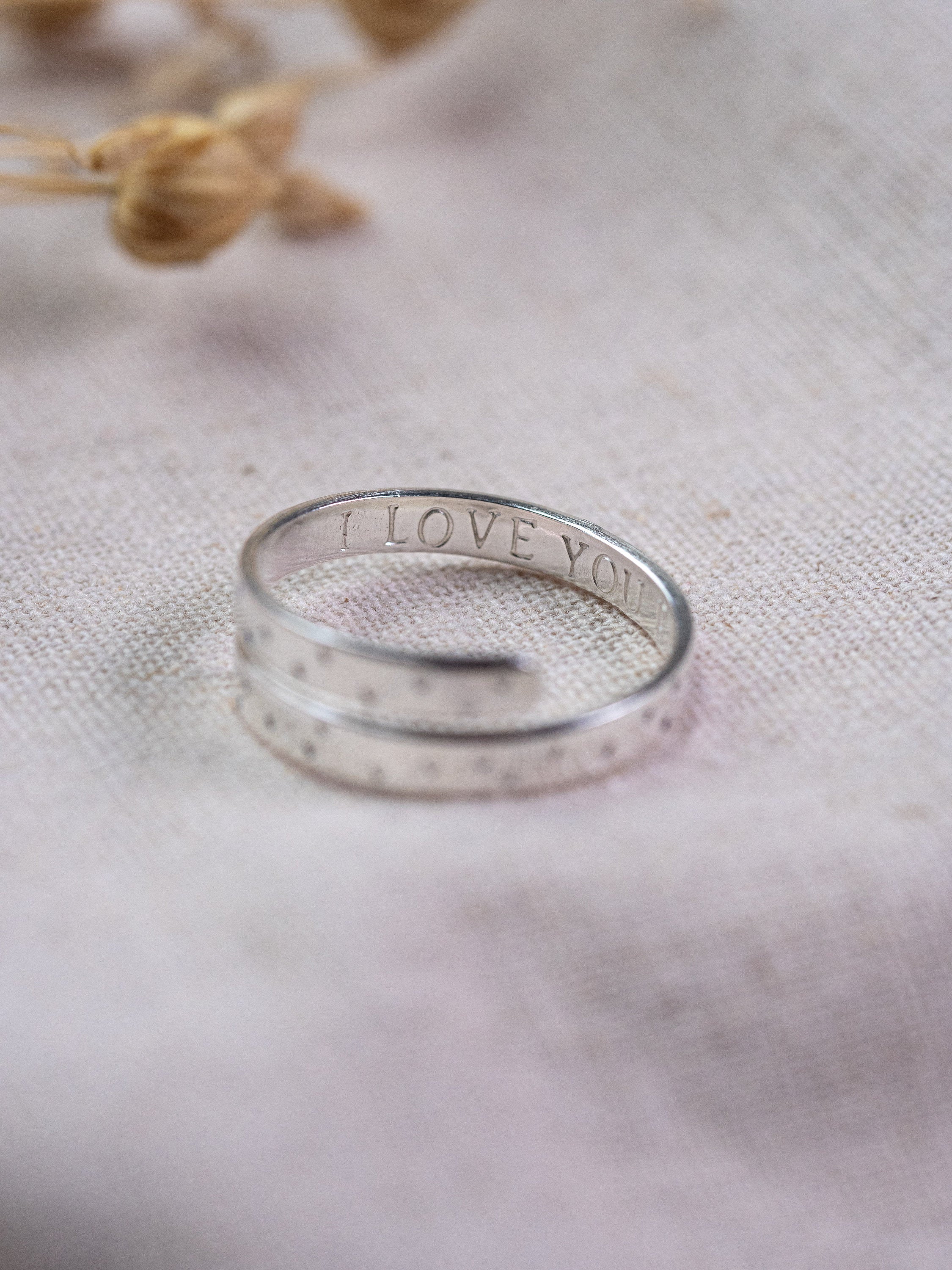 Secret Message Tiny Heart Sterling Silver Adjustable Wrap Ring