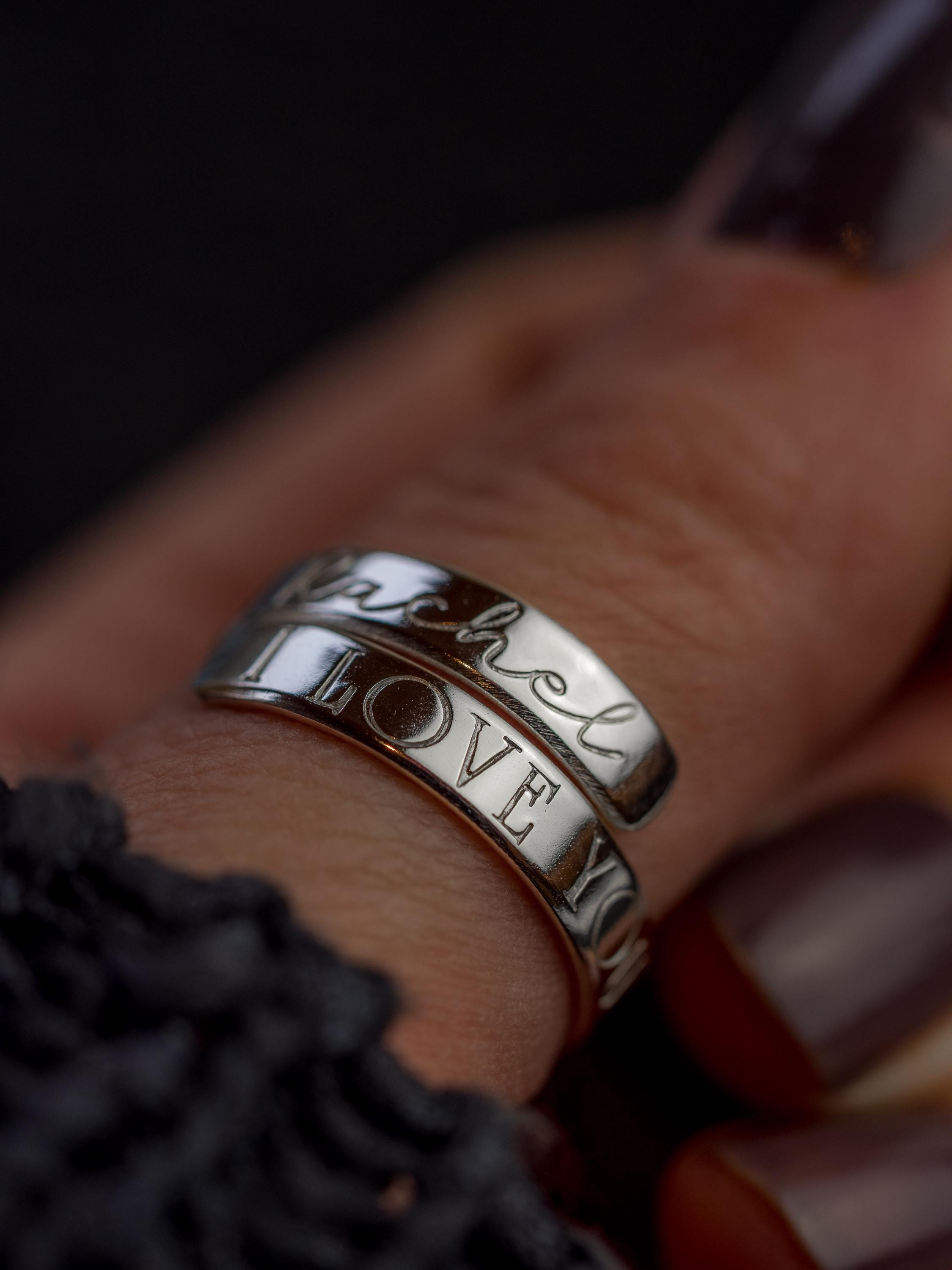 I Love You Personalised Sterling Silver Adjustable Wrap Ring