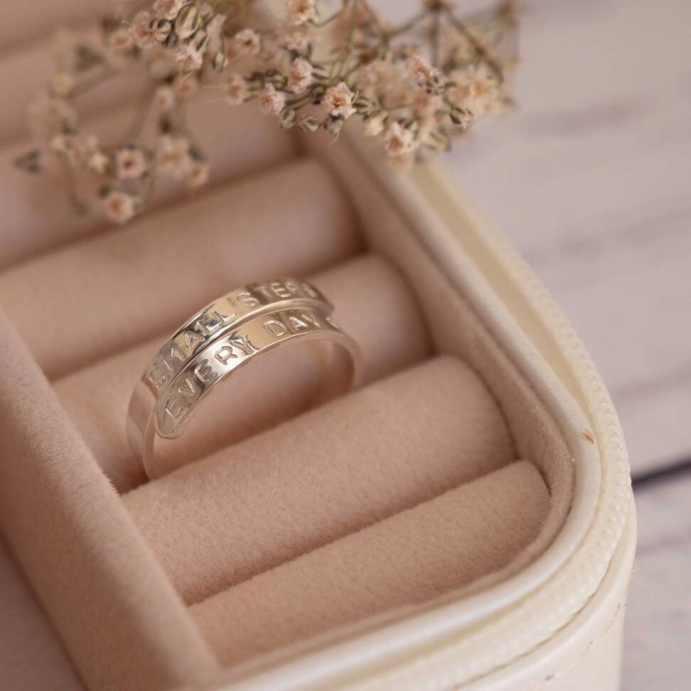 Small Steps Every day adjustable Sterling Silver wrap ring