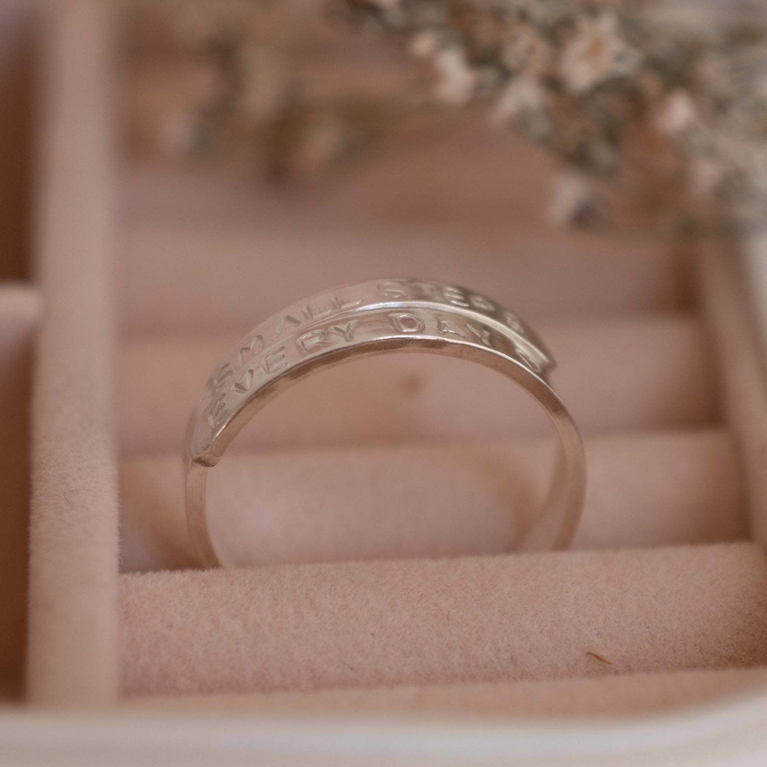 Small Steps Every day adjustable Sterling Silver wrap ring
