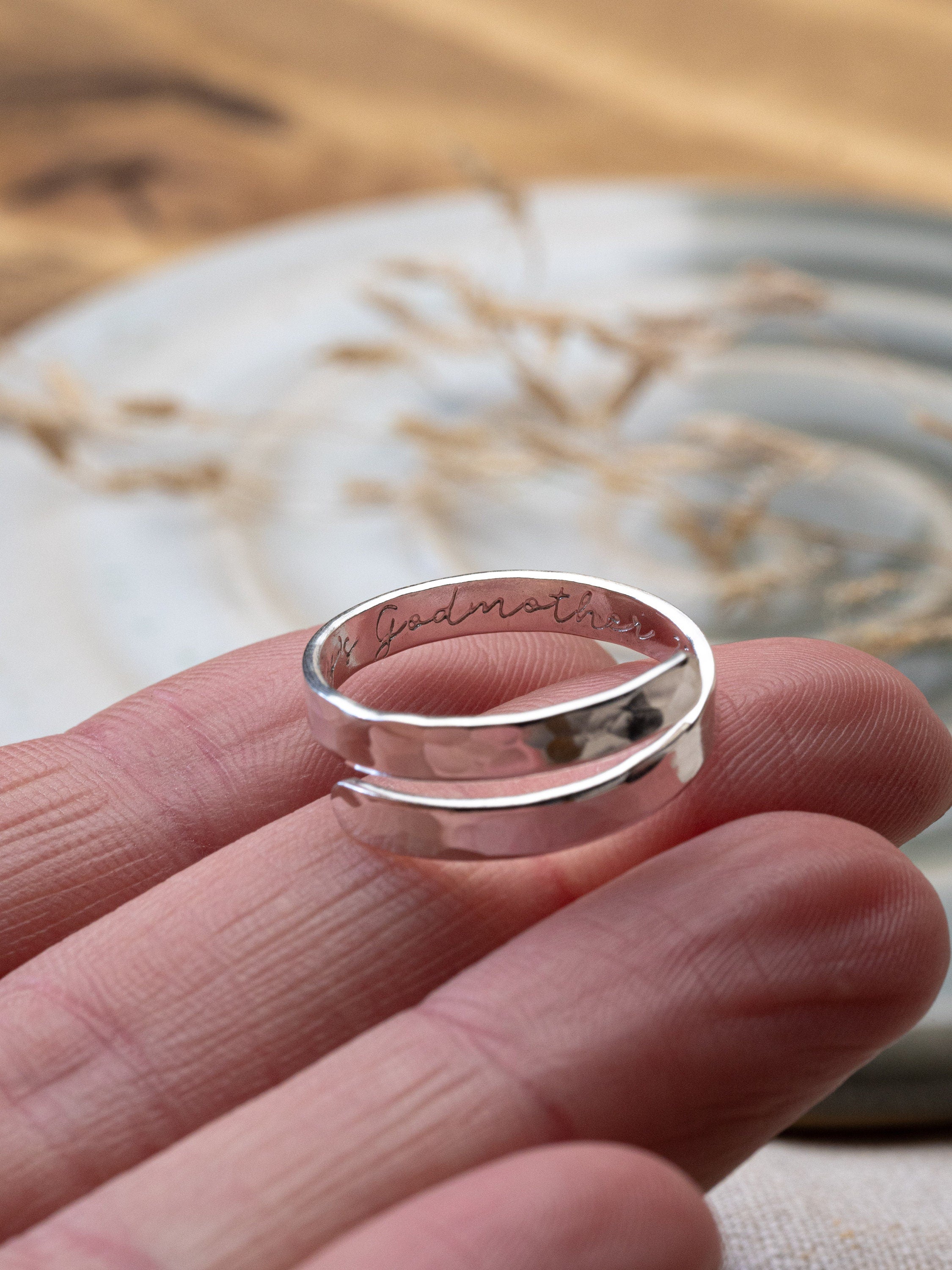 Godmother Personalised Sterling Silver Adjustable Wrap Ring